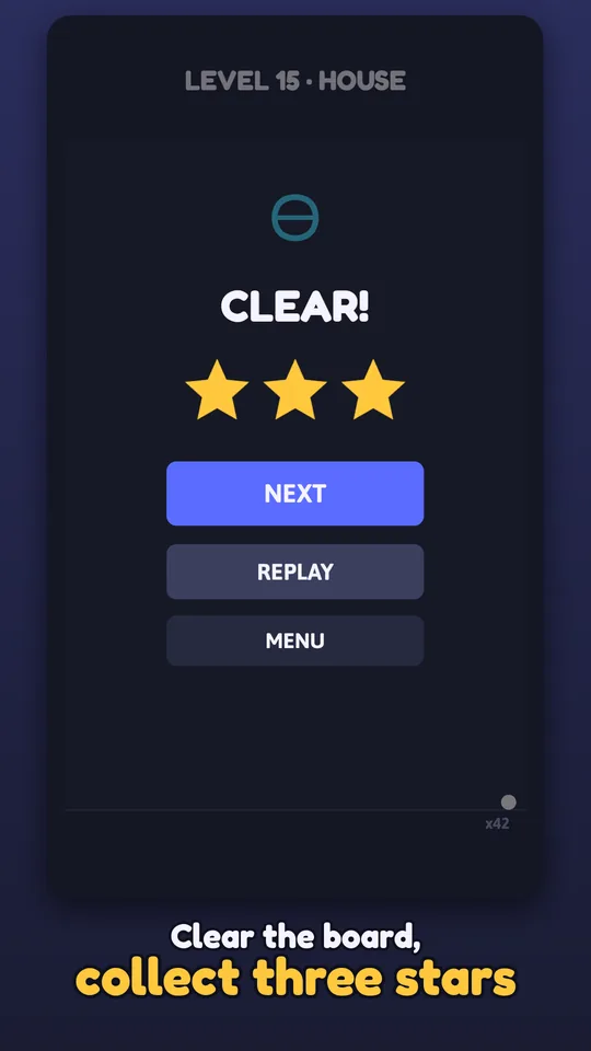 Level clear screen with three gold stars